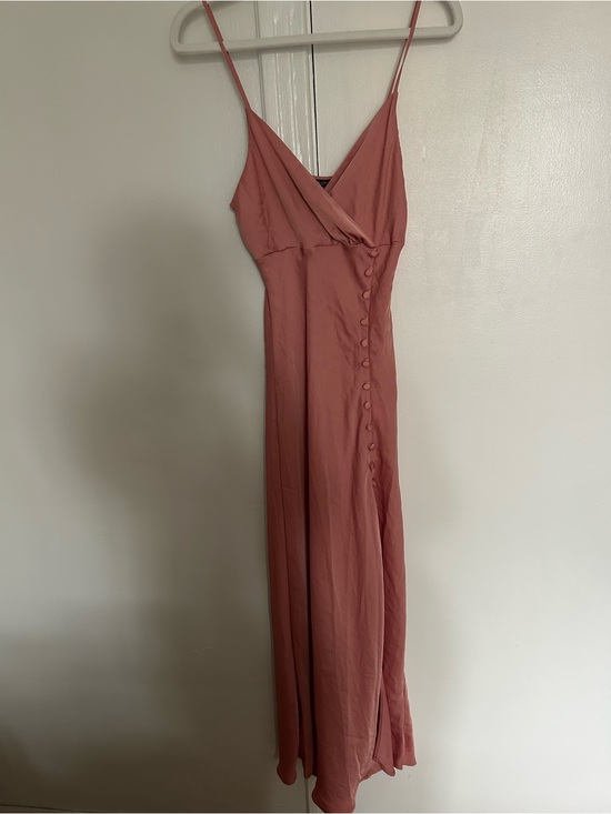 Zara Dresses & Skirts - Zara Pink Slip Dress with Button Detail and Slit